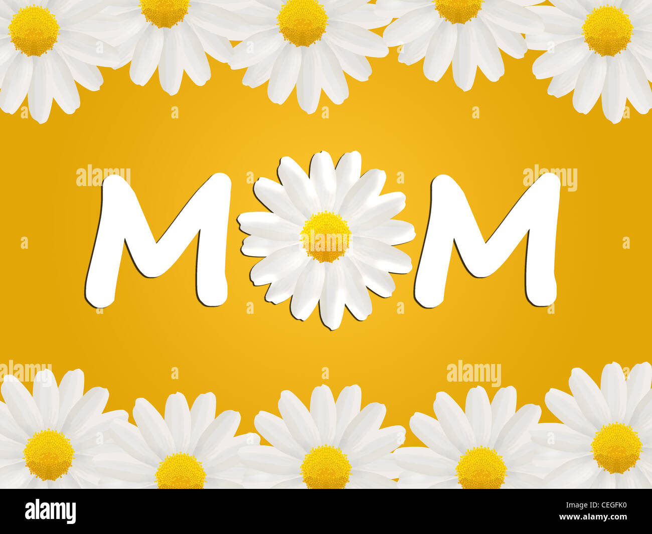La festa della mamma o il biglietto di auguri di compleanno per la mamma con  una margherita isolata su uno sfondo giallo Foto stock - Alamy