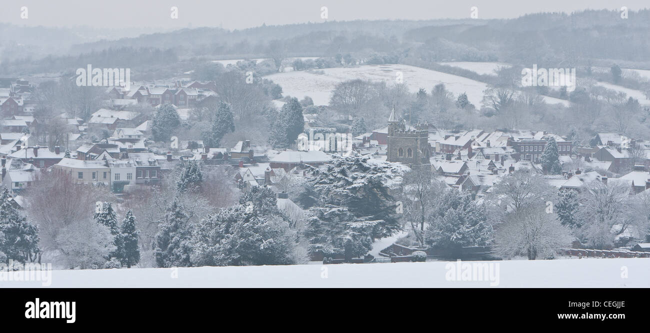 Vista su Amersham Città Vecchia in inverno Foto Stock