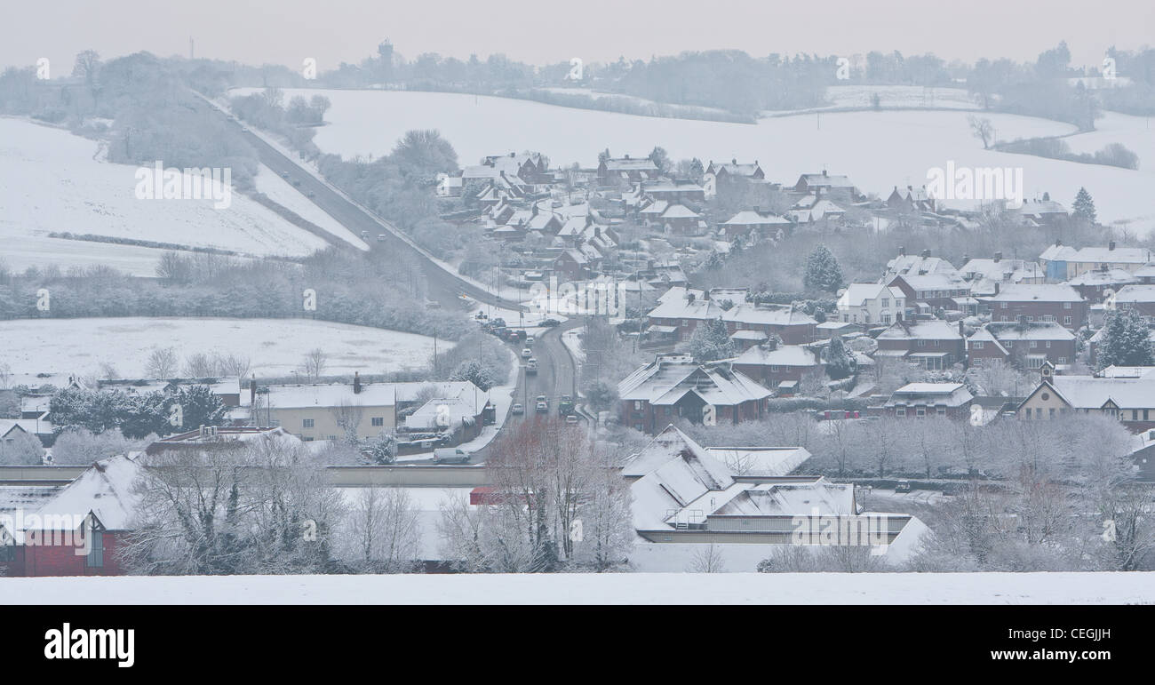 Vista su Amersham Città Vecchia in inverno Foto Stock