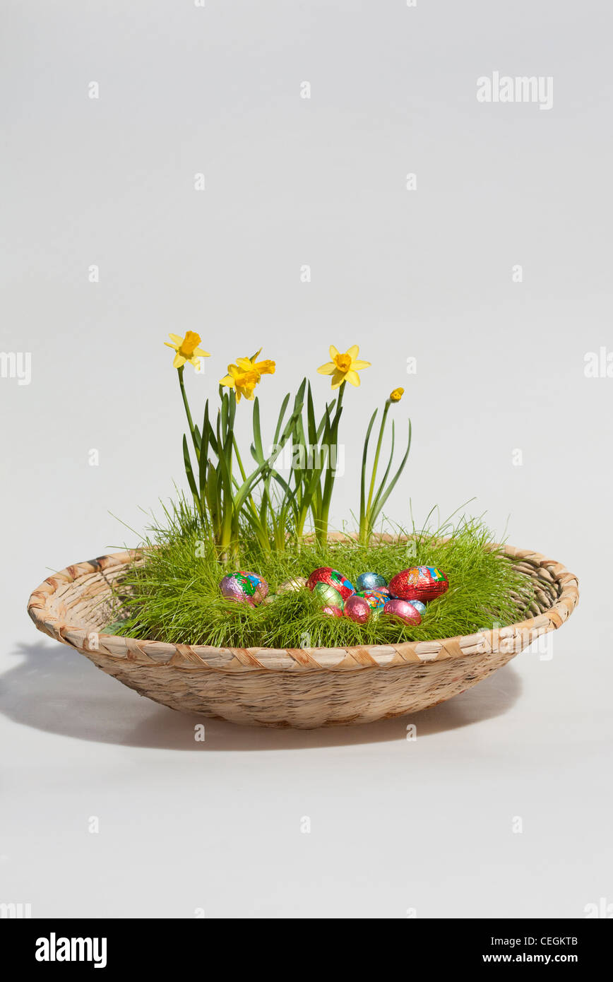 Buona Pasqua le uova di caramelle al cioccolato avvolte immagini foto fotografia isolata ritaglio vendita per su Alamy verticale negli USA US ad alta risoluzione Foto Stock