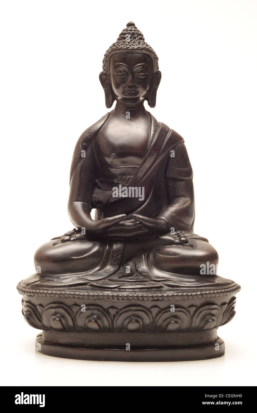 Fotografia di un Buddha ornamento girato in studio e isolate su uno sfondo bianco Foto Stock