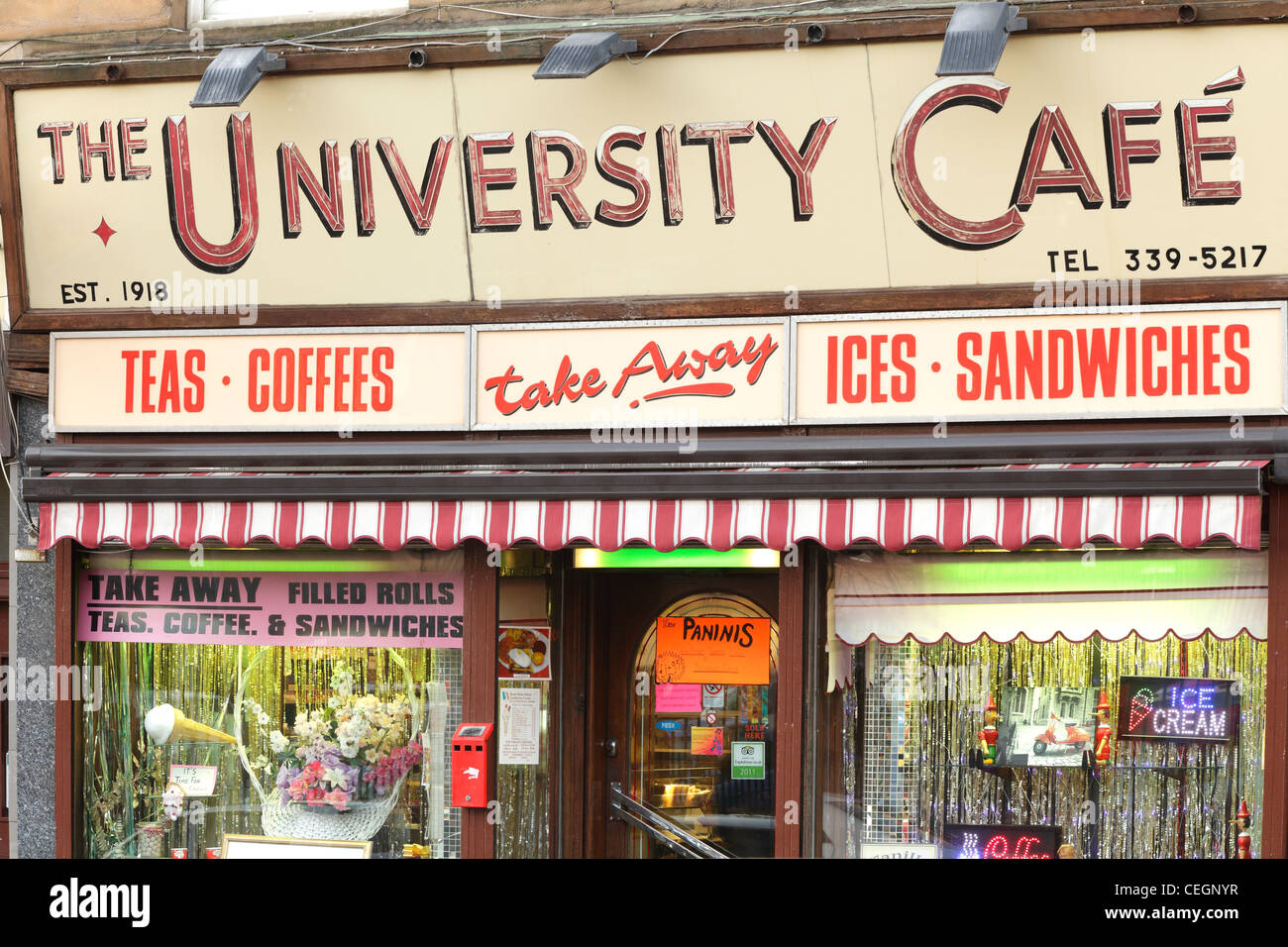 University Cafe su Byres Road nel West End di Glasgow, Scozia, Regno Unito Foto Stock