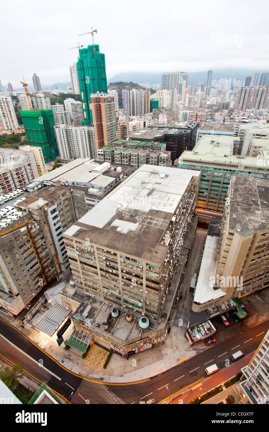 Hong Kong cityscape con affollato di edifici Foto Stock