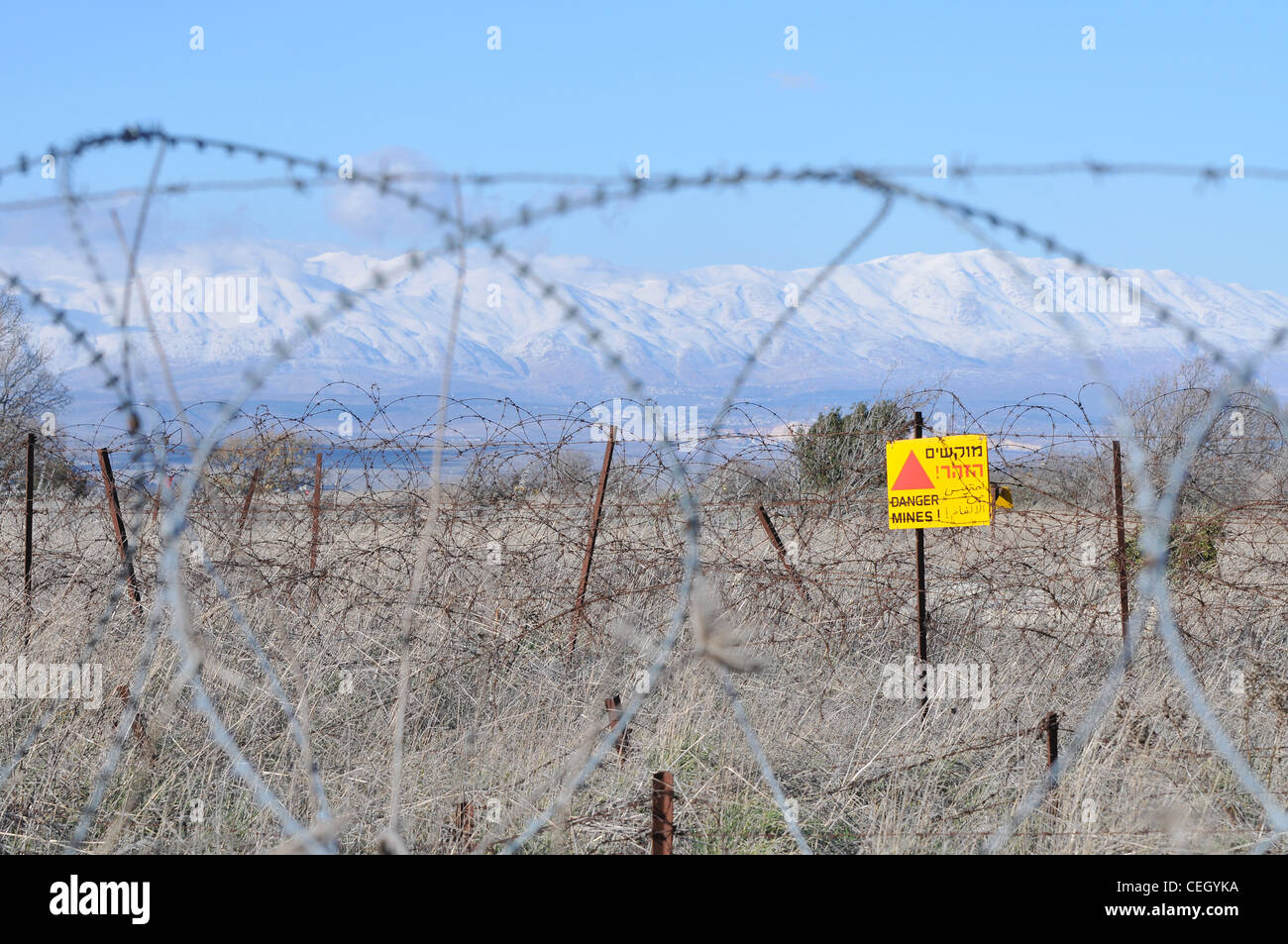 Un campo minato delle alture del Golan. Gennaio 21, 2012, Foto di Shay prelievo Foto Stock