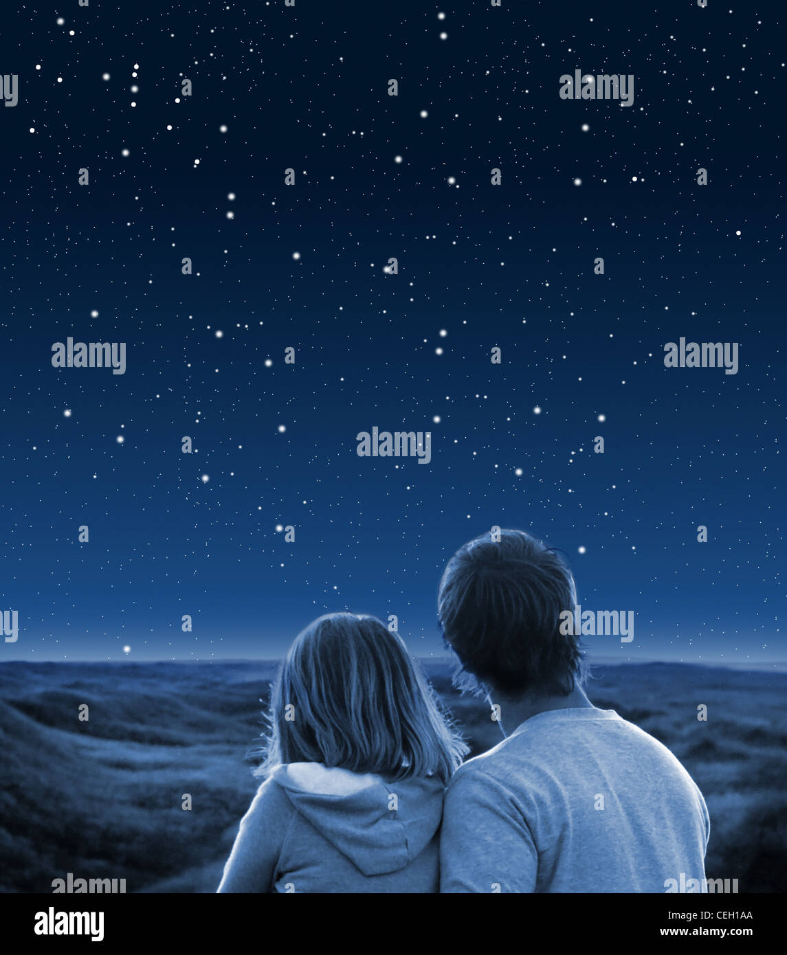 Cielo stellato con stella polare a fibre ottiche cm 50x40x1,7 per presepe