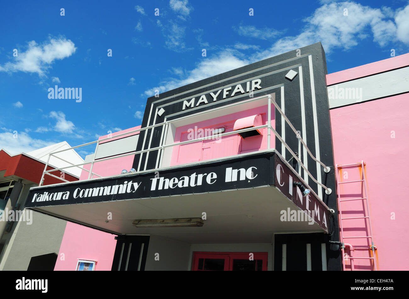 Un art deco cinema di Kaikoura Nuova Zelanda Foto Stock