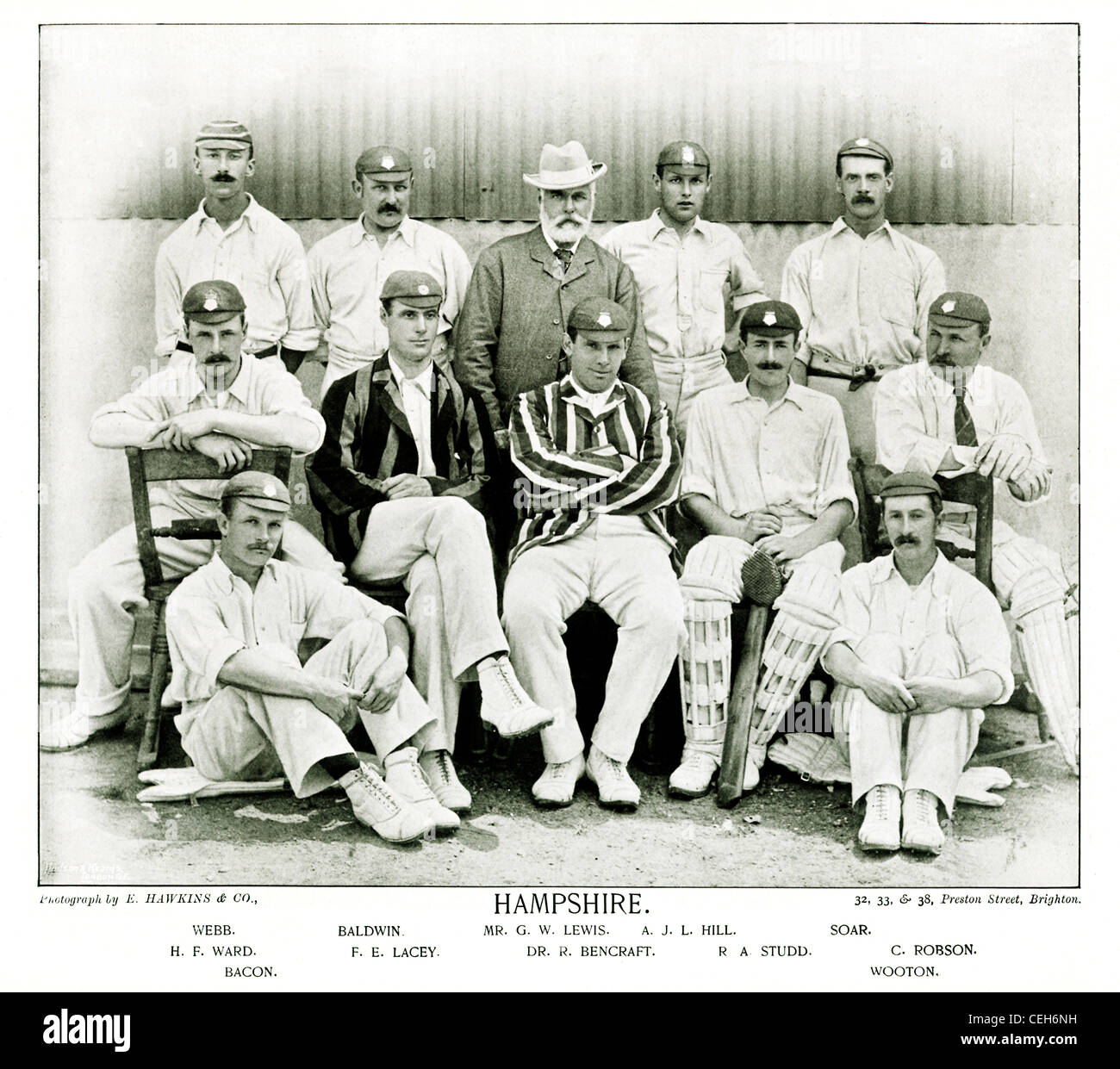 Hampshire CCC, 1895 team fotografia dell'inglese County Cricket Club sul suo ritorno come una prima classe County al campionato Foto Stock