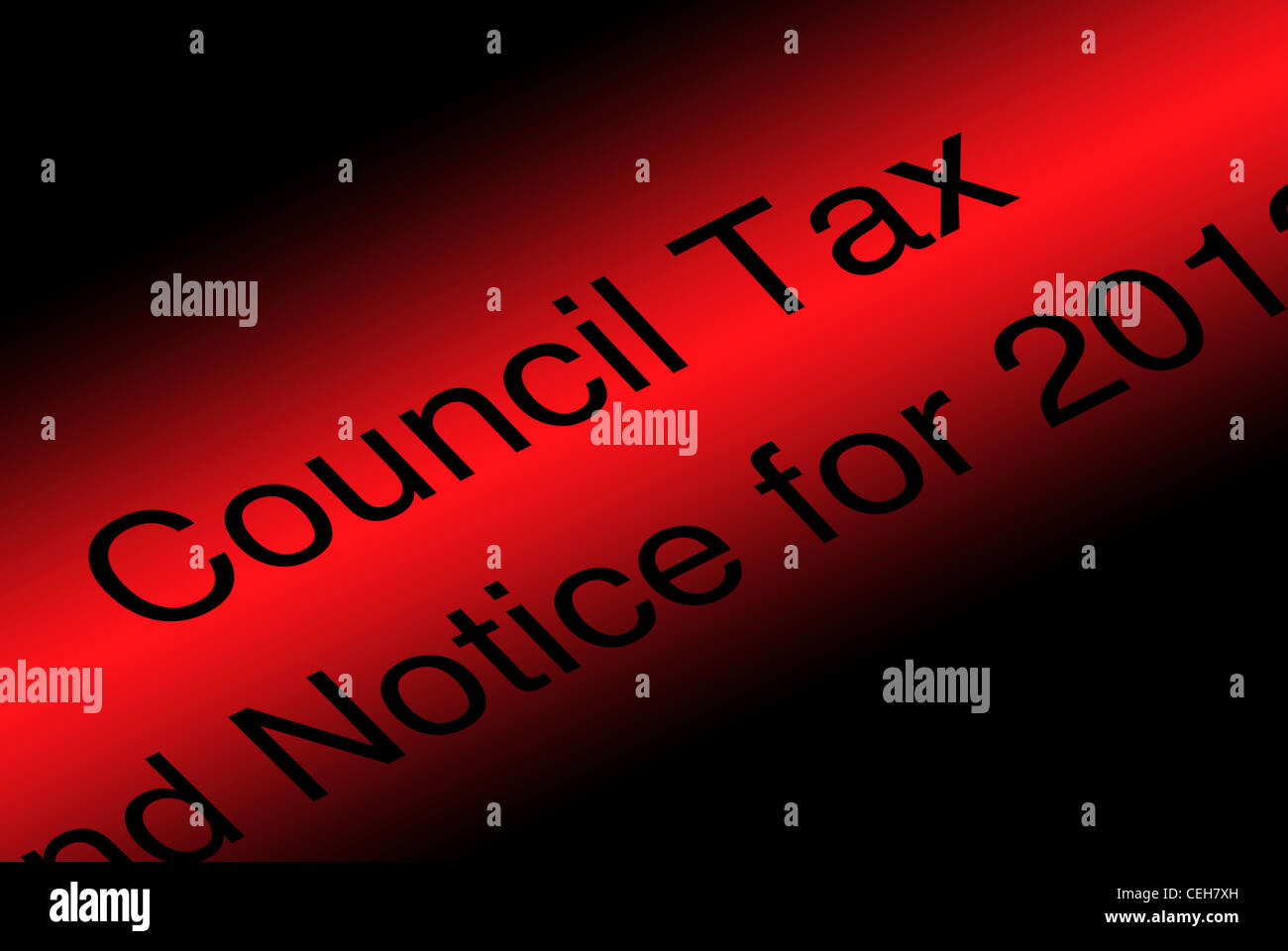 Primo piano della tassa del Consiglio la domanda su un rosso e sfondo nero Foto Stock