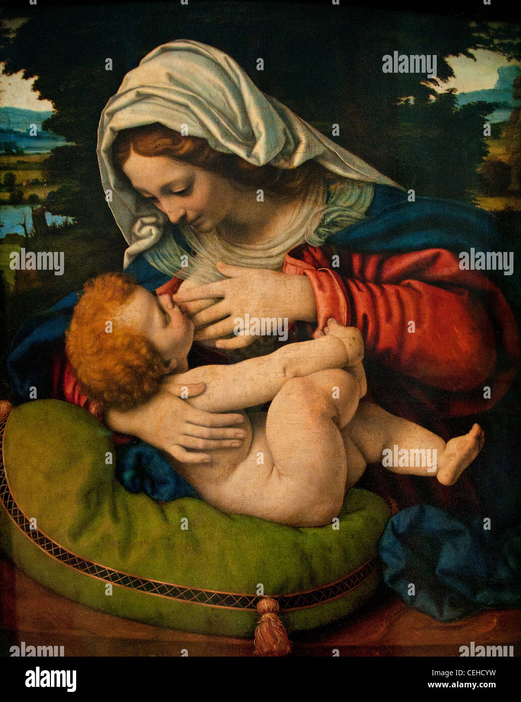 La Vierge au coussin vert da Solario - La Vergine del cuscino verde da Solario - Andrea di Bartolo 1465 - 1524 Italia Italiano Foto Stock