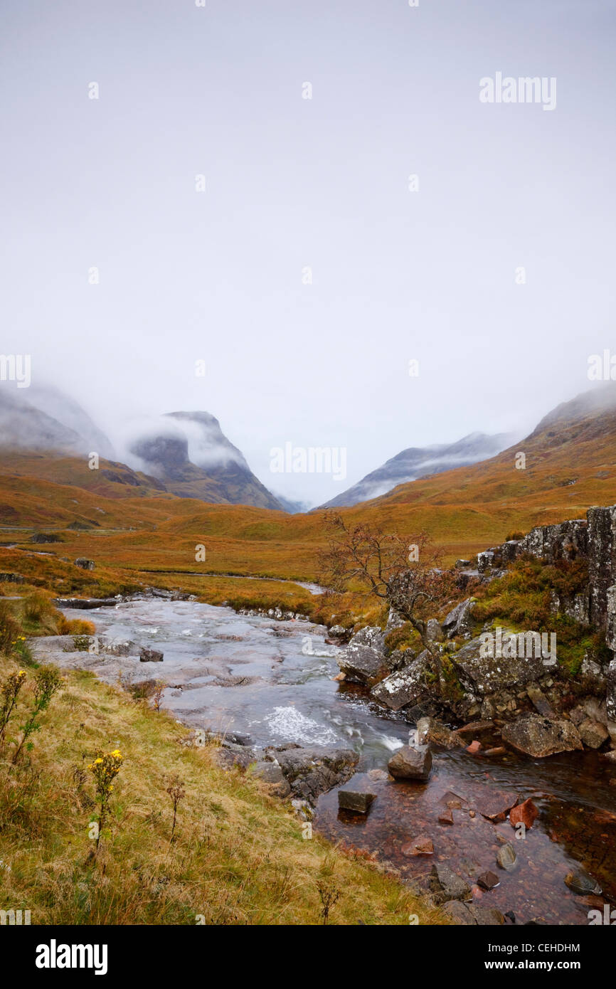 Fiume, Etive Glen Etive, Glen Coe, Scozia Foto Stock