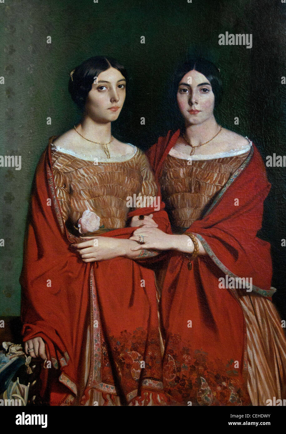 Le due sorelle o Mesdemoiselles Chasseriau 1842 Maria Antonietta Adele e Genevieve Aline sorelle dell'artista Foto Stock