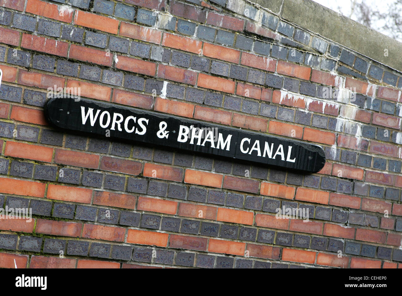Worcester e birmingham canal segno Foto Stock