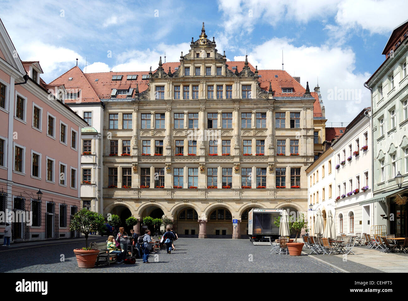 Nuovo municipio al mercato inferiore posto di Goerlitz. Foto Stock