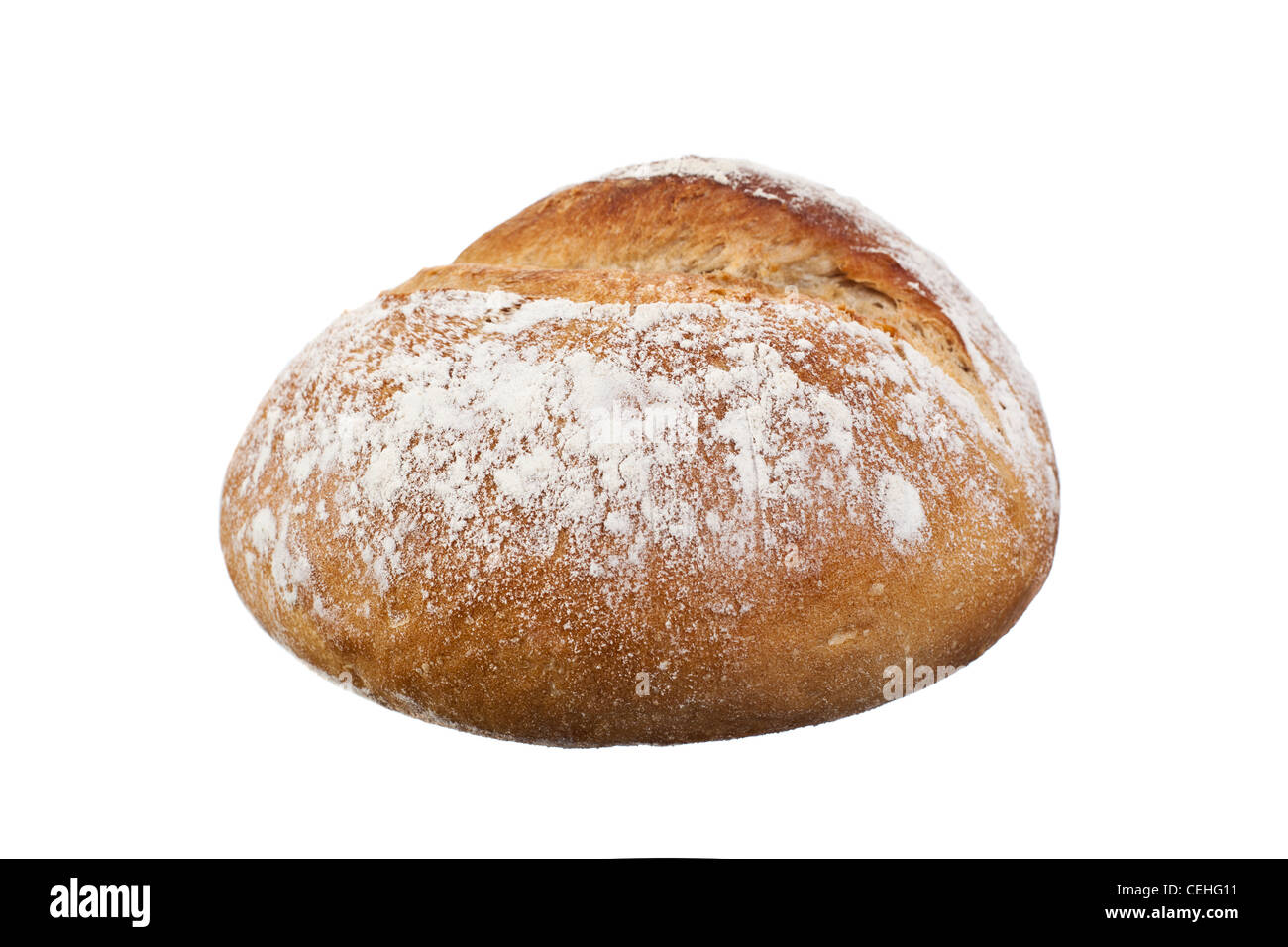 Pane tondo isolato su bianco Foto Stock