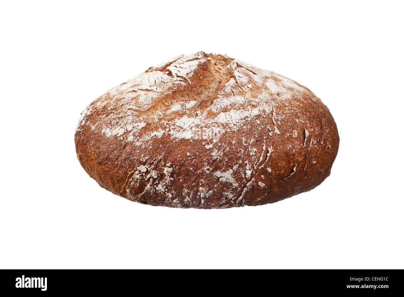 Pane tondo isolato su bianco Foto Stock