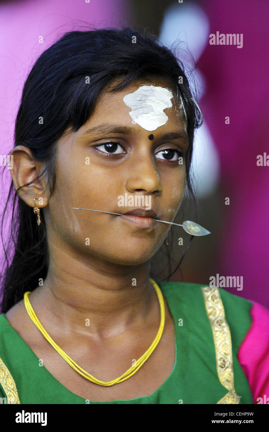 Portrait - festival indù di thaipusam cavadee Foto Stock
