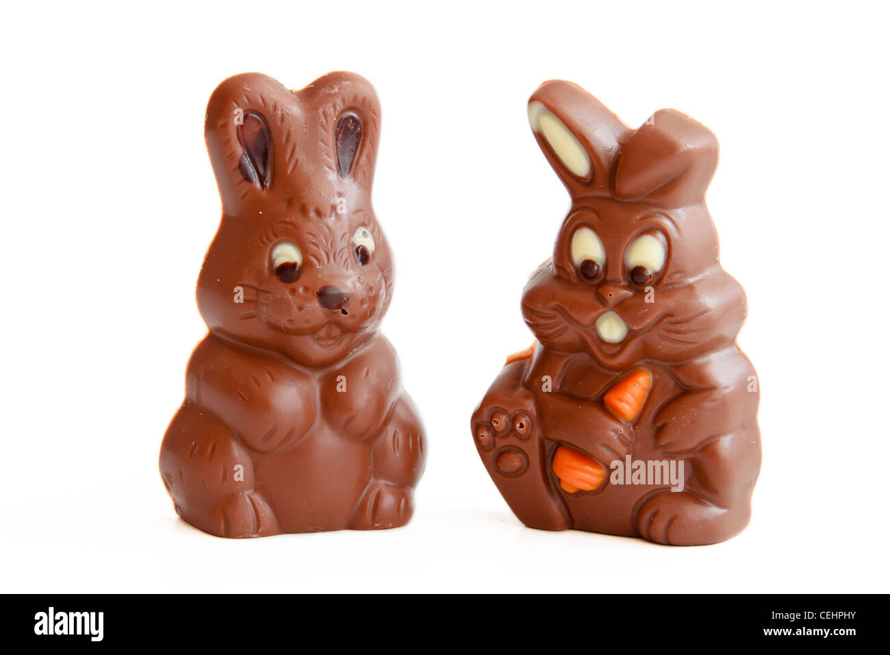 Due cioccolato coniglietto di Pasqua Foto Stock