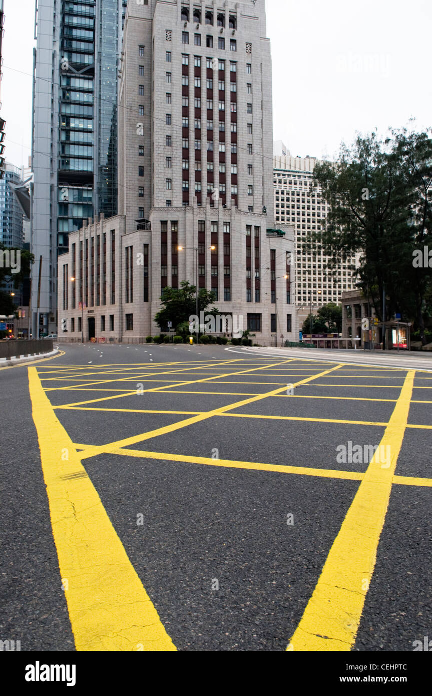 Empty street a Hong Kong il nuovo anno cinese giorno 2012 Foto Stock