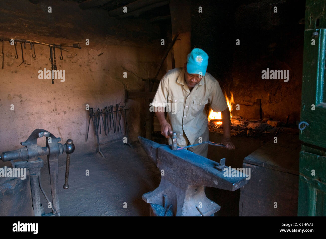 Fabbro,Klein Plasie museo,Worcester,Provincia del Capo occidentale Foto Stock