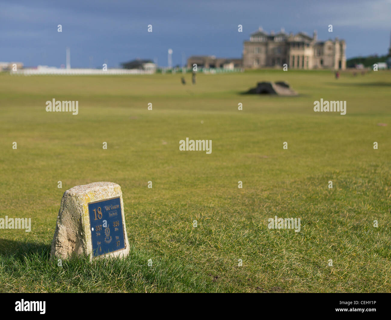 Il diciottesimo foro del vecchio corso di St Andrews, Scozia Foto Stock