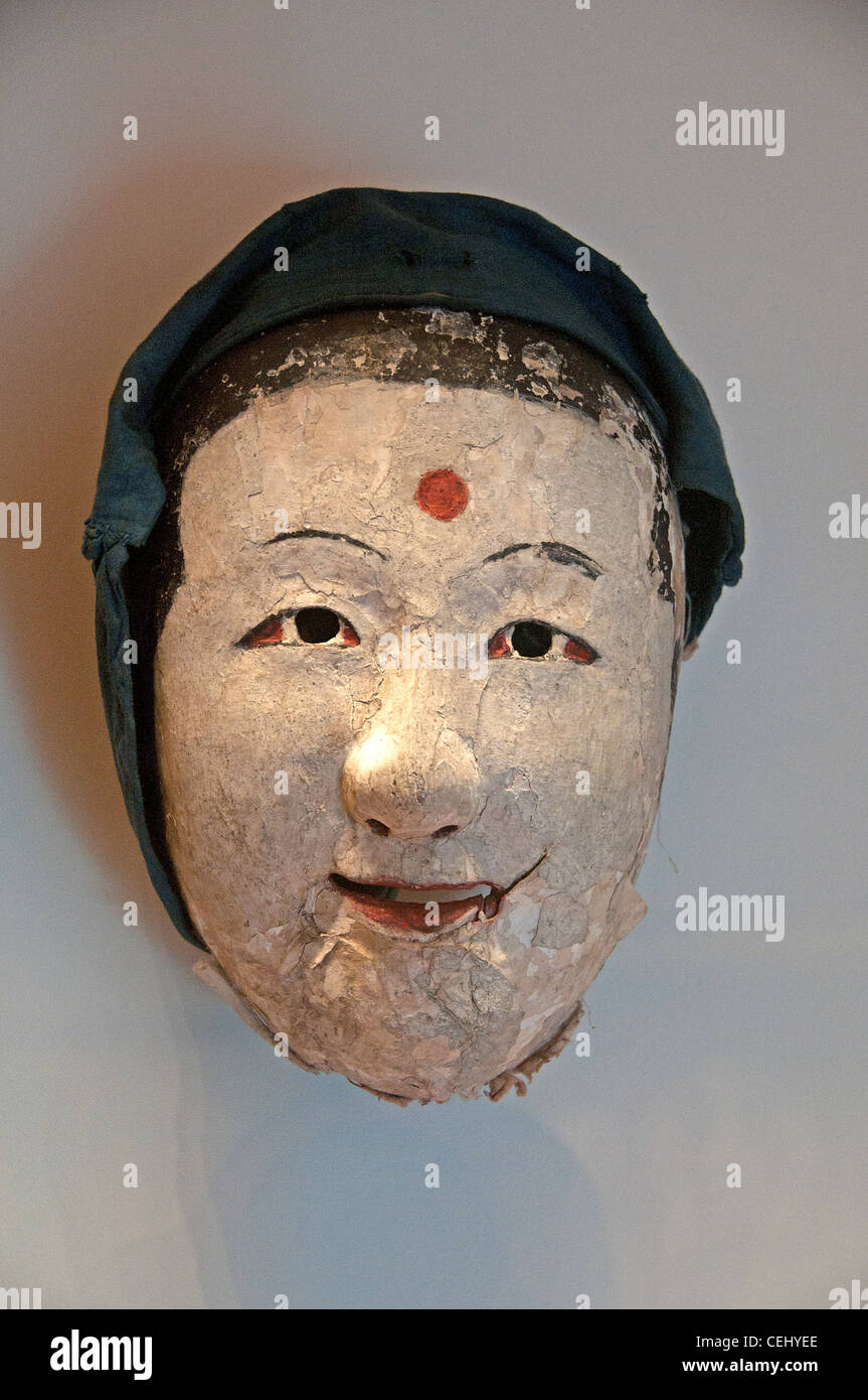 Maschera di Monaco in legno dipinto periodo Choson del XVII secolo la Corea Coreano Foto Stock