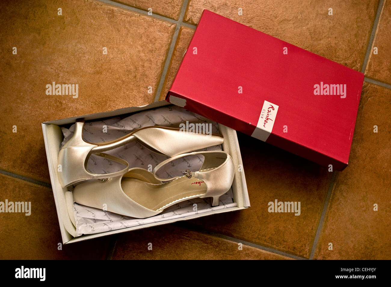 Matrimonio bianco scarpe della pompa Foto Stock