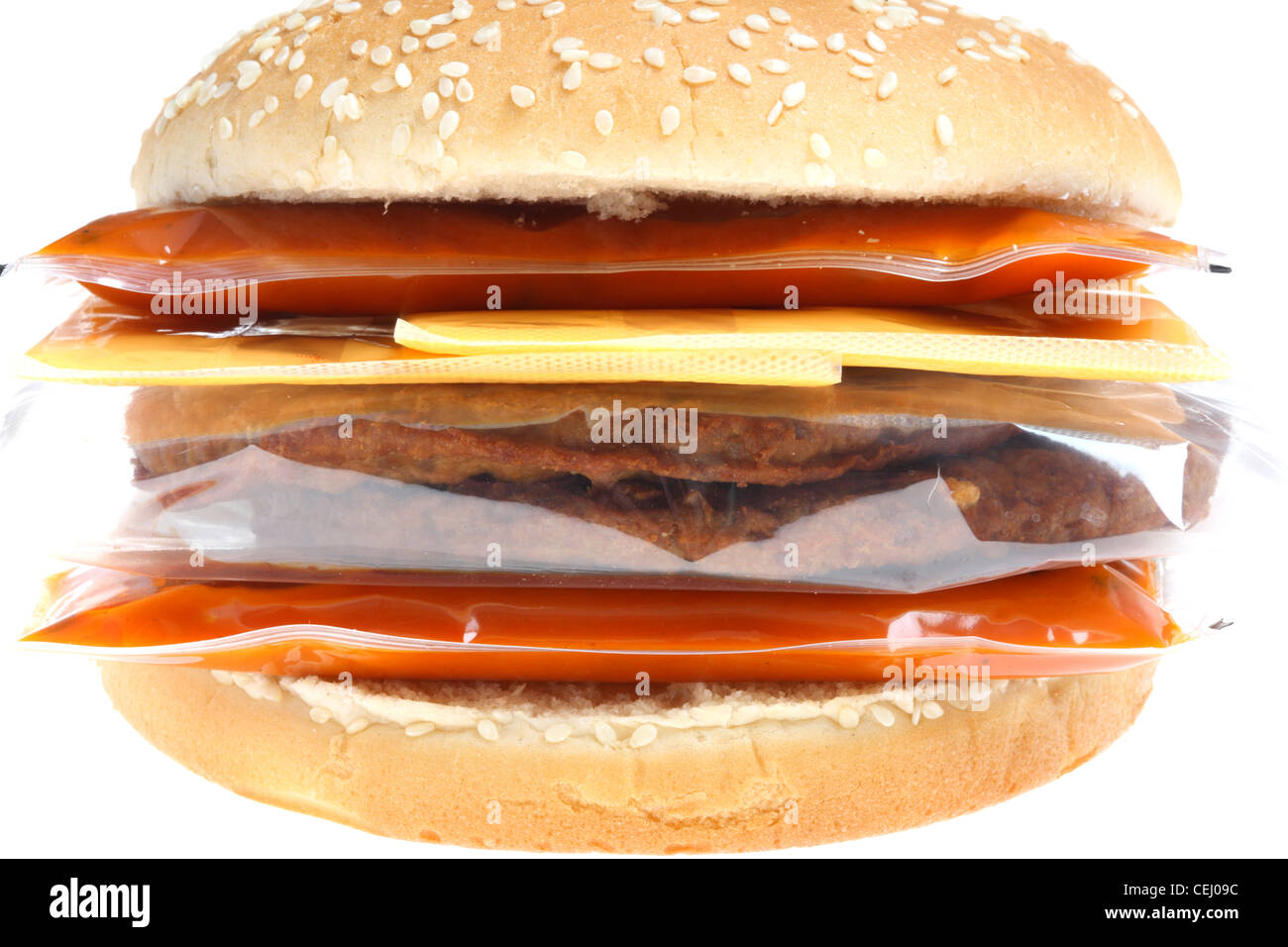 Nutrizione, fast food. Convenience Food. Kit di hamburger da un  supermercato sezione refrigerata. Per il riscaldamento in un forno a  microonde Foto stock - Alamy