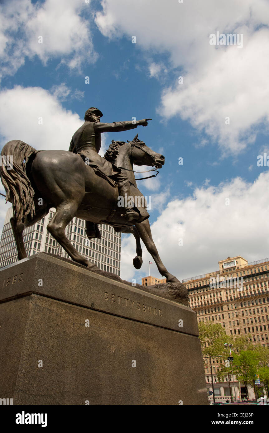 In Pennsylvania, Philadelphia. guerra civile gettysburg e statua di Reynolds. Foto Stock