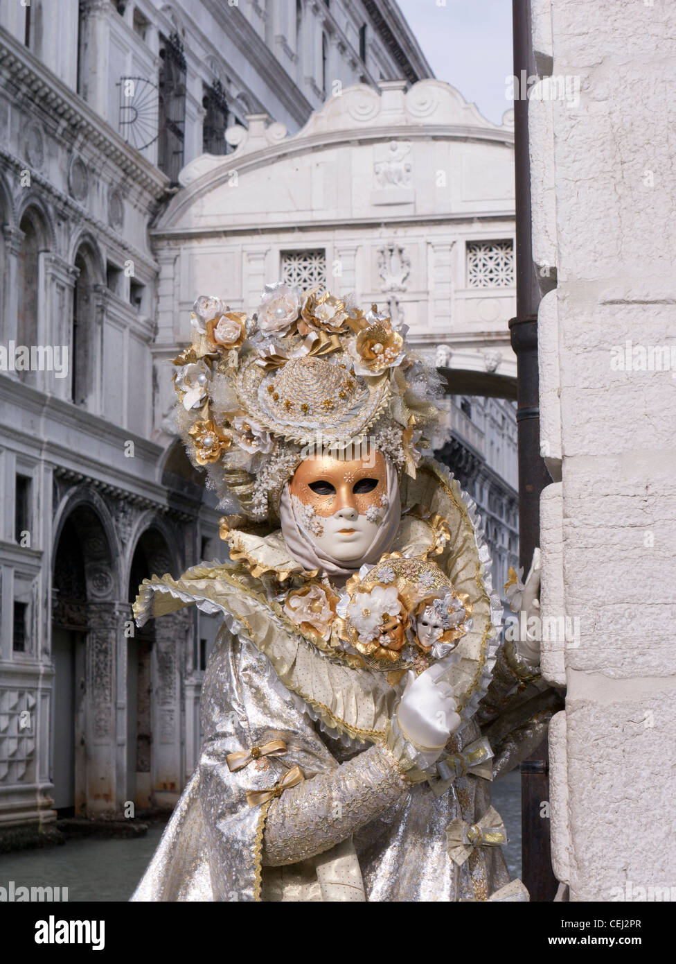 Donna mascherata di carnevale o per il Carnevale a Venezia Italia Foto Stock