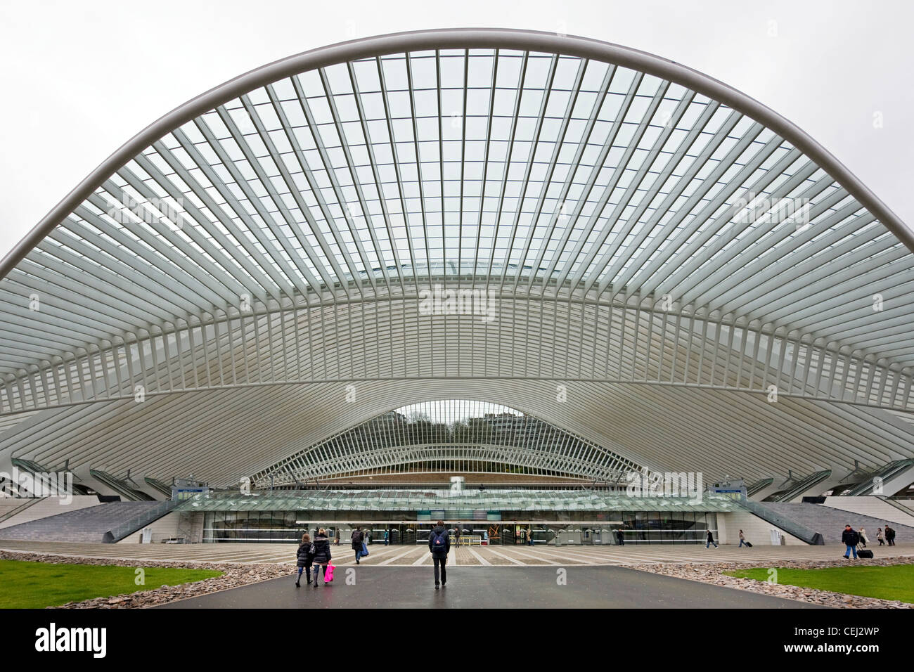 Ingresso di Liège-Guillemins stazione ferroviaria a Liegi, Belgio Foto Stock