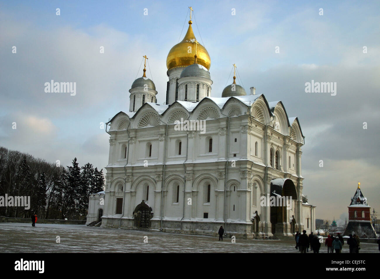 La Cattedrale di Arcangelo si trova nella piazza della Cattedrale del Cremlino di Mosca in Russia Foto Stock