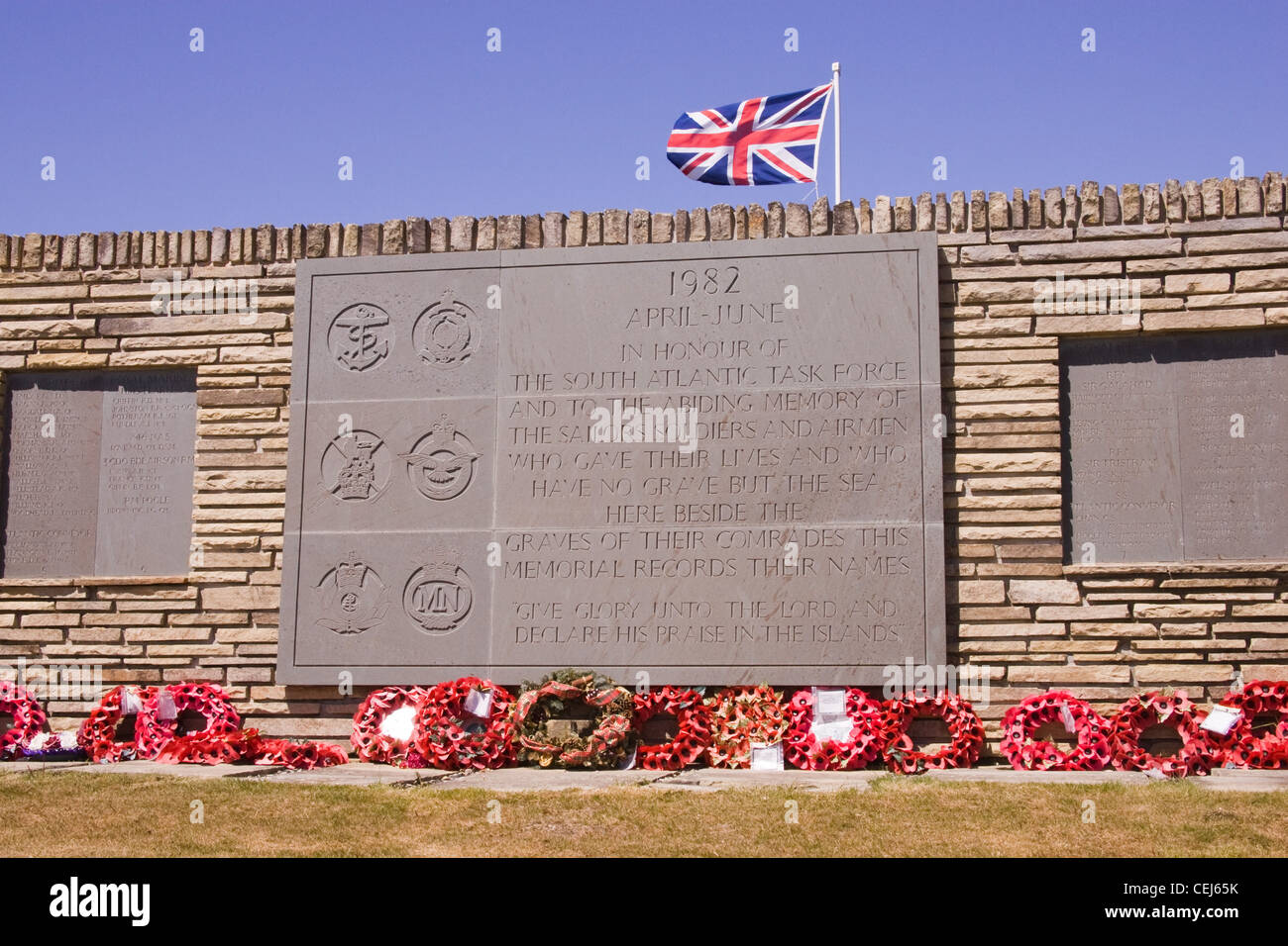 British Cimitero Militare di San Carlos, Isole Falkland per commemorare i morti britannici durante la guerra del 1982 con l'Argentina Foto Stock