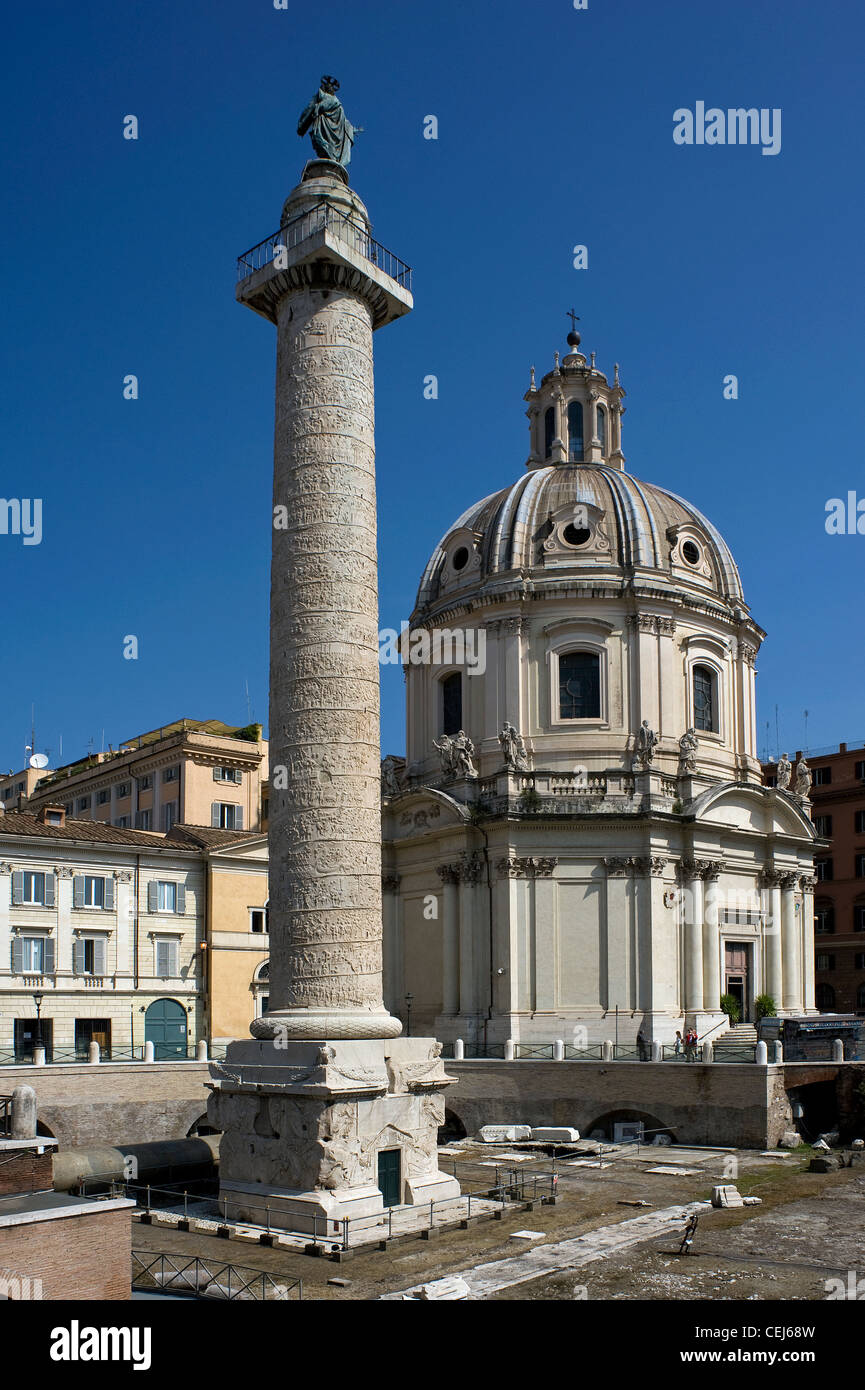 Colonna di Traiano, il Foro di Traiano, Roma, Lazio, Italia Foto Stock