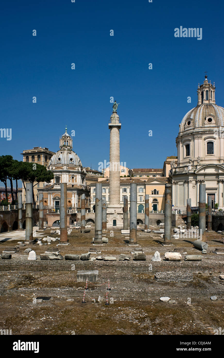 Colonna di Traiano, il Foro di Traiano, Roma, Lazio, Italia Foto Stock