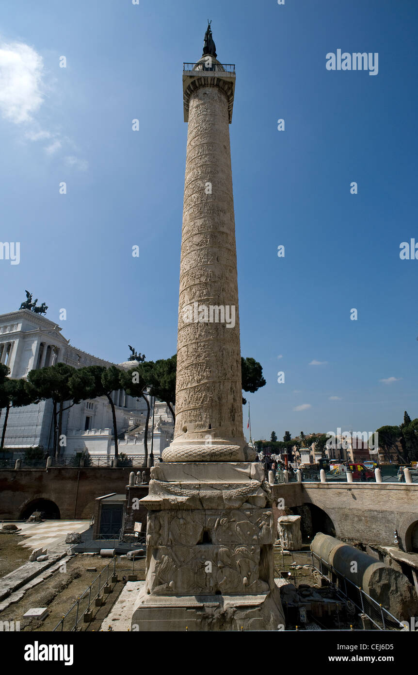 Colonna di Traiano, il Foro di Traiano, Roma, Lazio, Italia Foto Stock