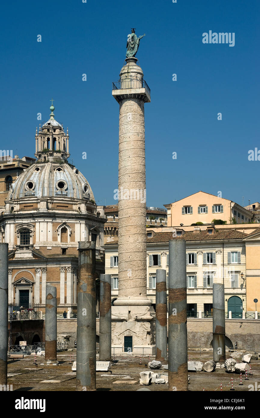 Colonna di Traiano, il Foro di Traiano, Roma, lazio, Italy Foto Stock