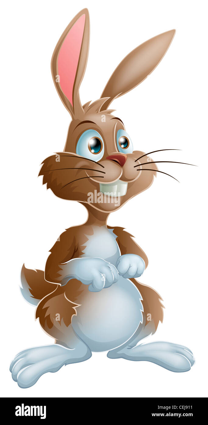 Illustrazione di adorabili brown bunny coniglio personaggio dei cartoni animati Foto Stock
