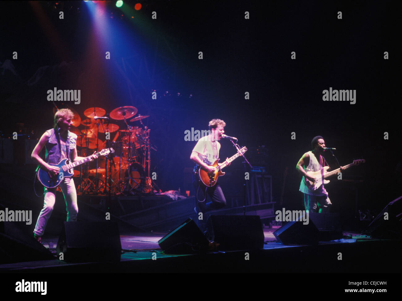 Big Country Scottish Rock band live on stage performance Glasgow Scozia anni '1980 REGNO UNITO HOMER SYKES Foto Stock