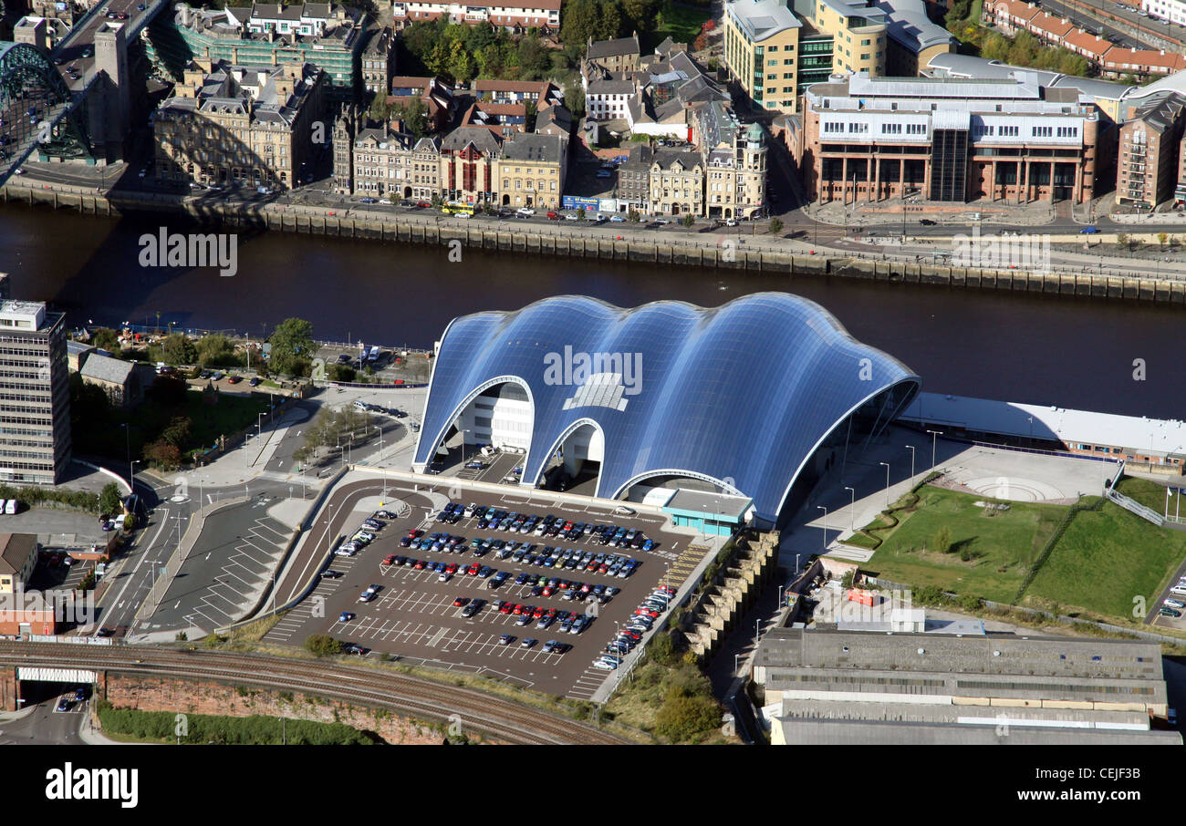 Immagine aerea del Sage Gateshead vicino a Newcastle-upon-Tyne Foto Stock