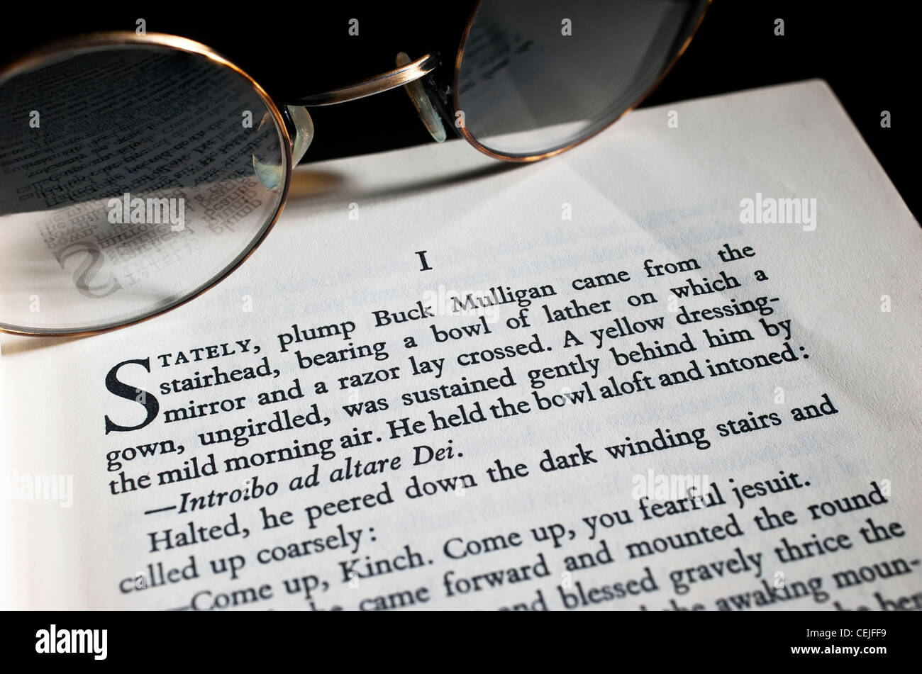 Le prime linee di James Joyce del romanzo Ulisse: 'Stately plump Buck Mulligan'.......(non più nel diritto d'autore) Foto Stock