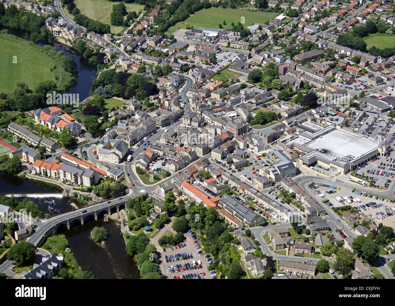 Immagine aerea di Wetherby Town Center, West Yorkshire Foto Stock
