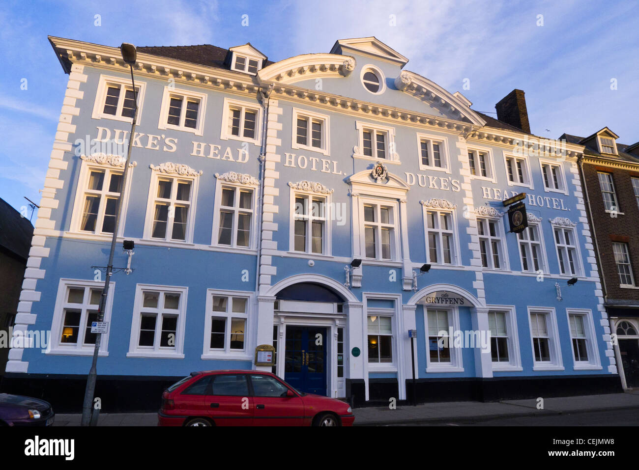 Duke Hotel testa a King's Lynn, Norfolk, Inghilterra. Foto Stock