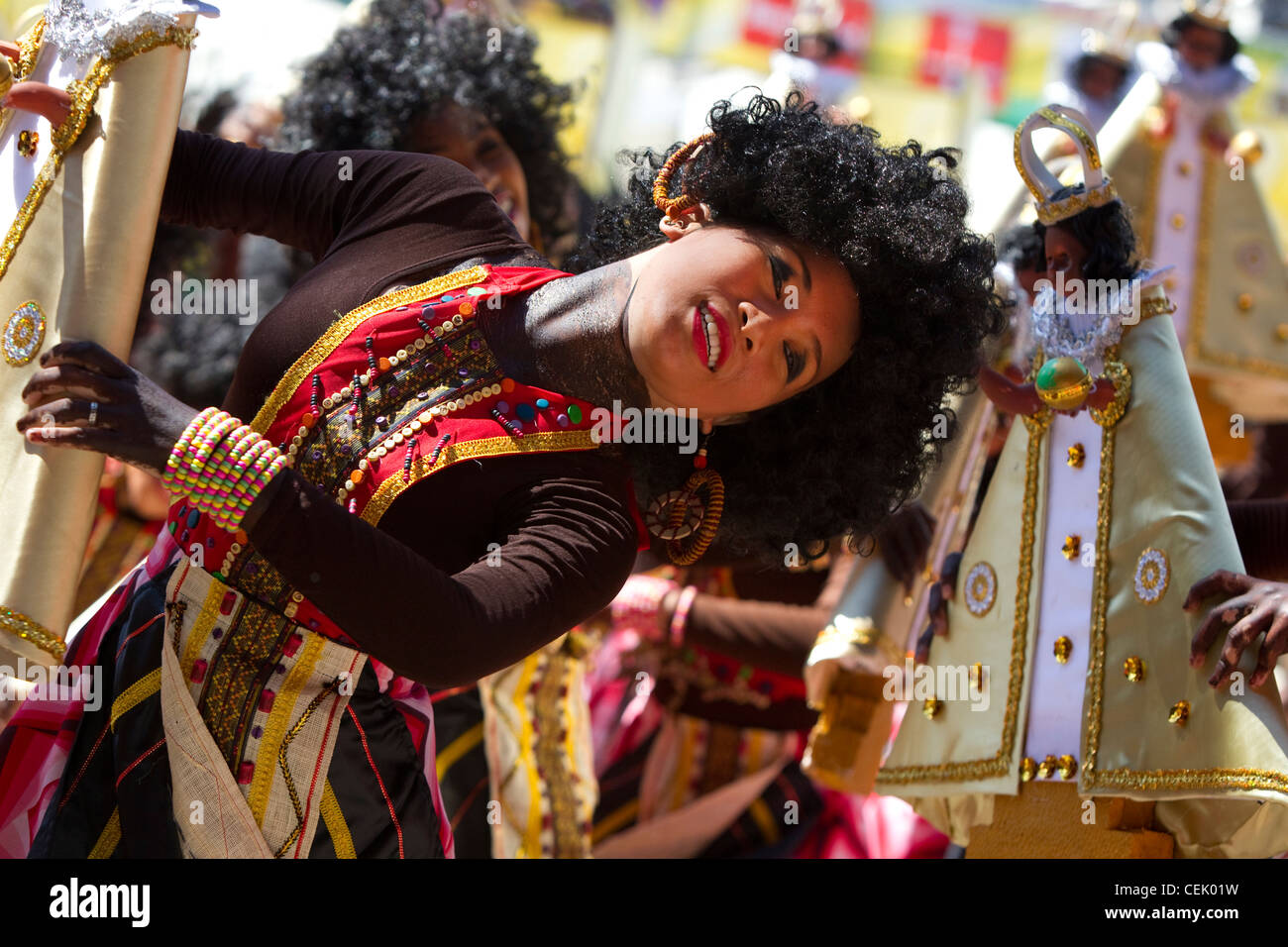 Danzatori tribali,Dinagyang festival 2012,Iloilo City, Filippine Foto Stock