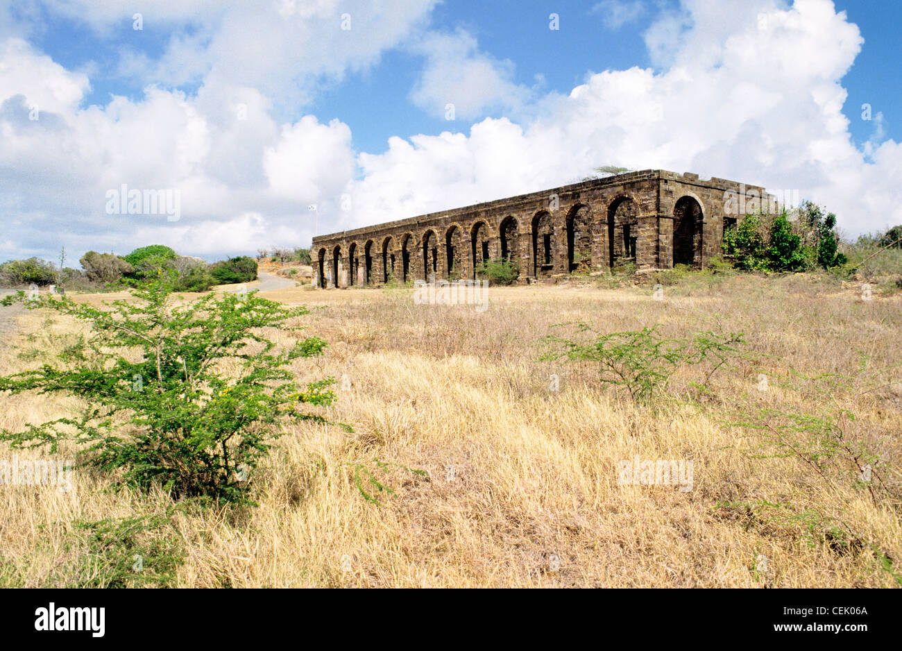 English Harbour, Antigua. Parte della Royal Artillery fortificazione militare costruita su Shirley Heights in 1790s da Sir Thomas Shirley Foto Stock