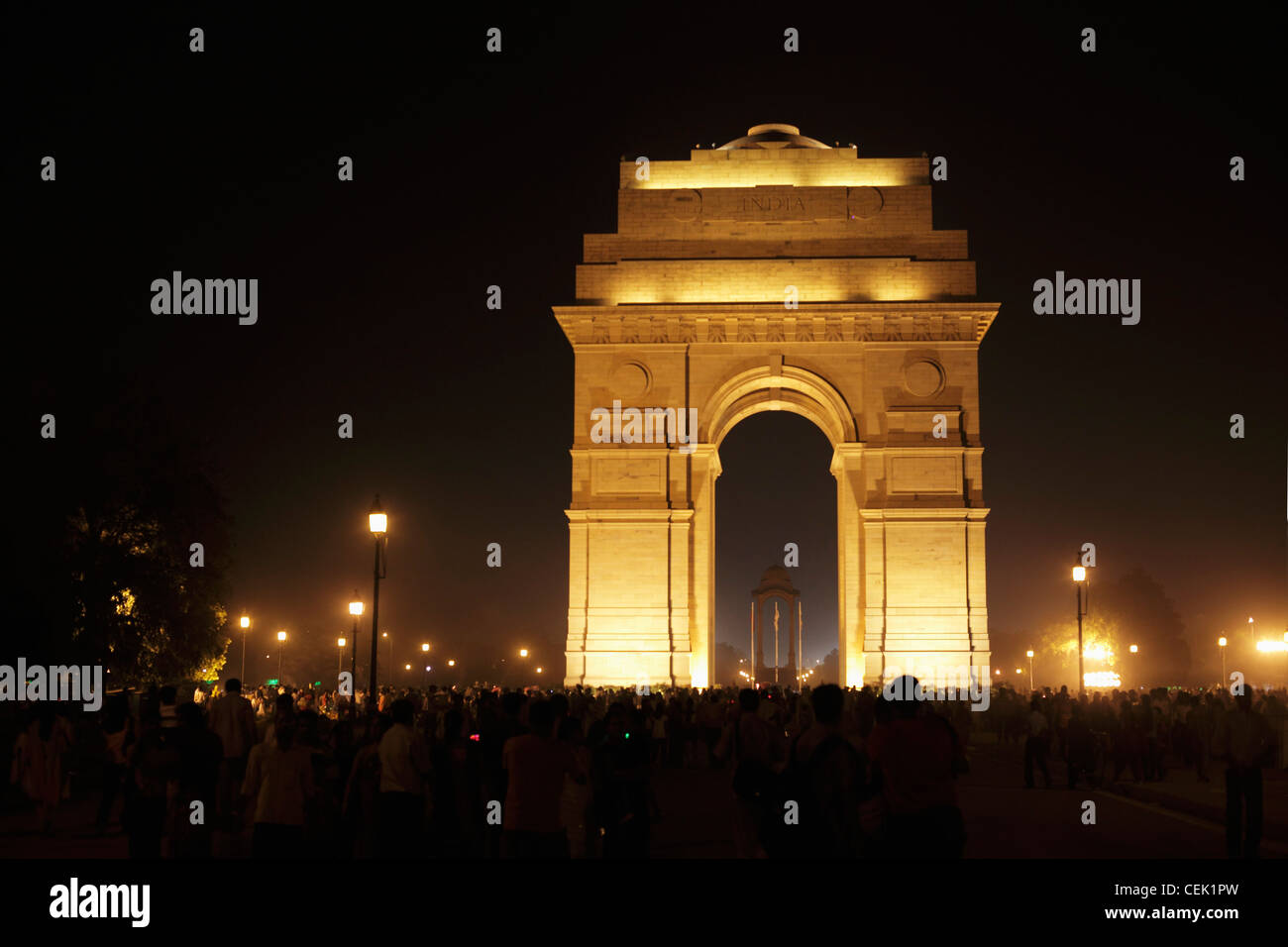 India Gate di notte. New Delhi, India Foto Stock