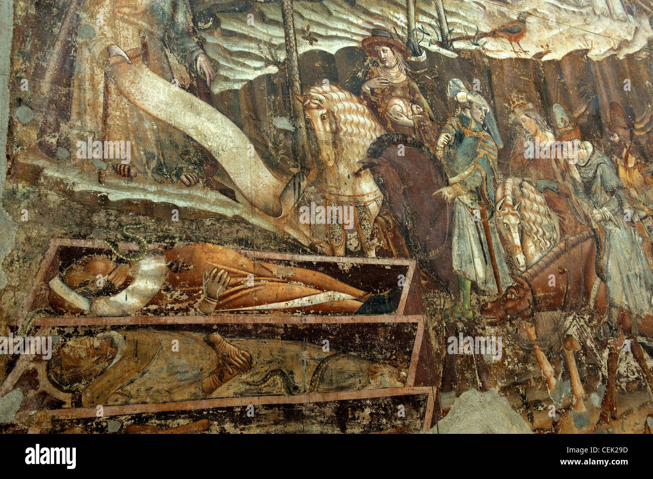 Dettaglio da 14 C del Trionfo della morte da Bonamico di Martino da Firenze, Buffalmacco, nel Camposanto, Pisa, Toscana, Italia Foto Stock