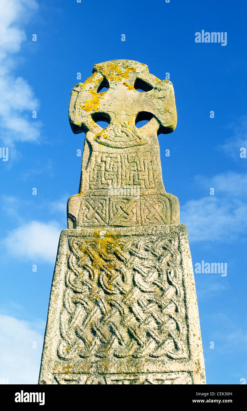 Carew Cross. Nel villaggio di Carew, Pembrokeshire, Galles. 11 C. Celtic Christian croce di pietra commemora re Maredudd ab Edwin Foto Stock