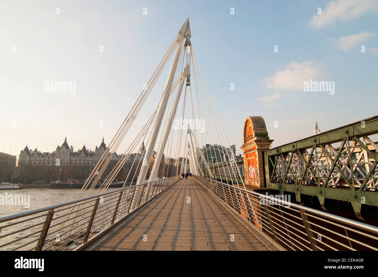 Piede di London Bridge Foto Stock