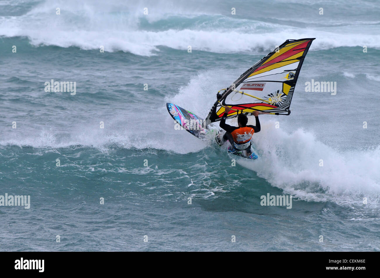 Storm Rider 2012, l israeliano wind surf la concorrenza in Bat Galim, Haifa.Febbraio 17, 2012 . Foto di Shay Prelievo/Flash 90 Foto Stock