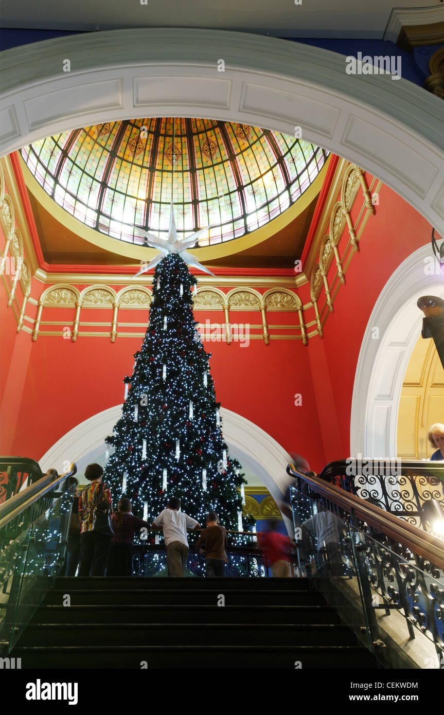 Albero di natale in Queen Victoria Building shopping center a Sydney in Australia Foto Stock